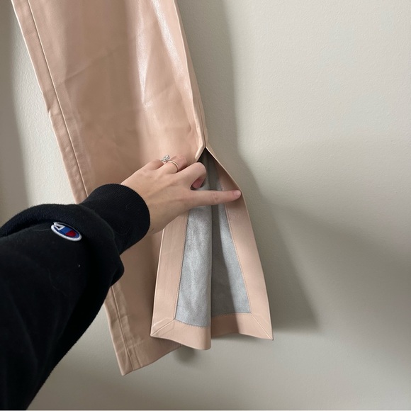 Alice + Olivia Teeny Vegan Leather Side Slit Pant Almond - Picture 7 of 10